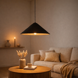 J-Line Lampe suspendue Hat Moonj - jute - noir - petit en situation