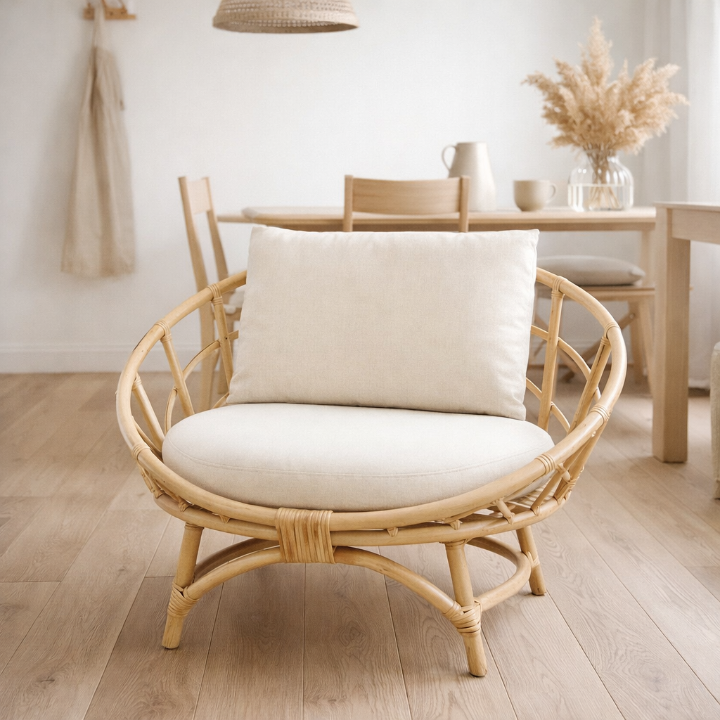 Chaise J-Line + coussin - jute/textile - naturel/blanc en situation