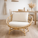 Chaise J-Line + coussin - jute/textile - naturel/blanc en situation