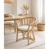 Chaise J-Line + coussin - jute/textile - naturel/blanc en situation