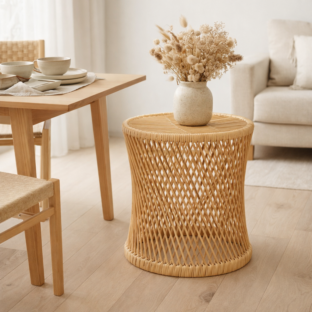 Table d'appoint J-Line Cylindrique - rotin - naturel en situation