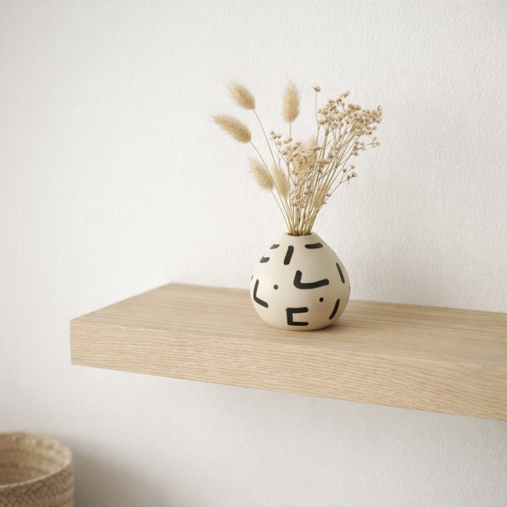 J -line Vase Kira Round - Céramique - Blanc / Black - Small - Ø 10 cm en situation