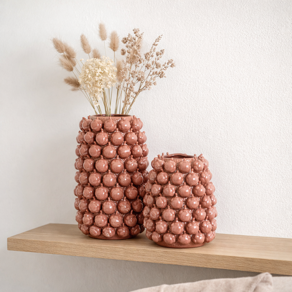 J -line Vase Botanica - Céramique - Copper / Pink - Grand - 49 cm de haut en situation