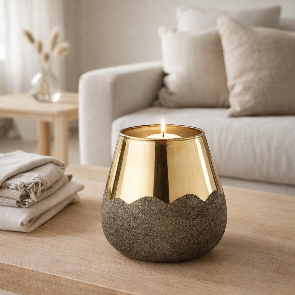 J -line Windlicht Nevada - Glass - Gold - Large en situation