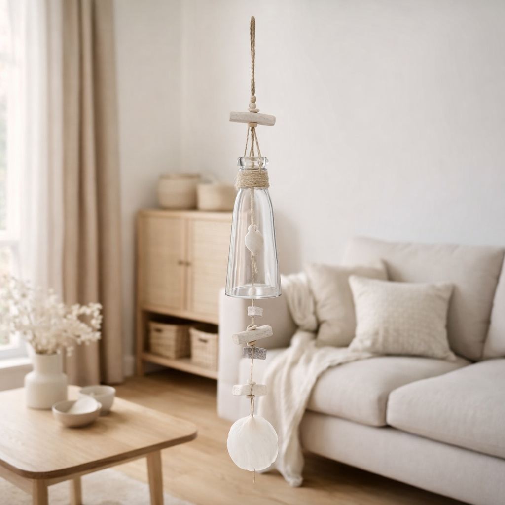 J-Line suspension Bouteille - verre/bois - naturel/blanc - grand en situation