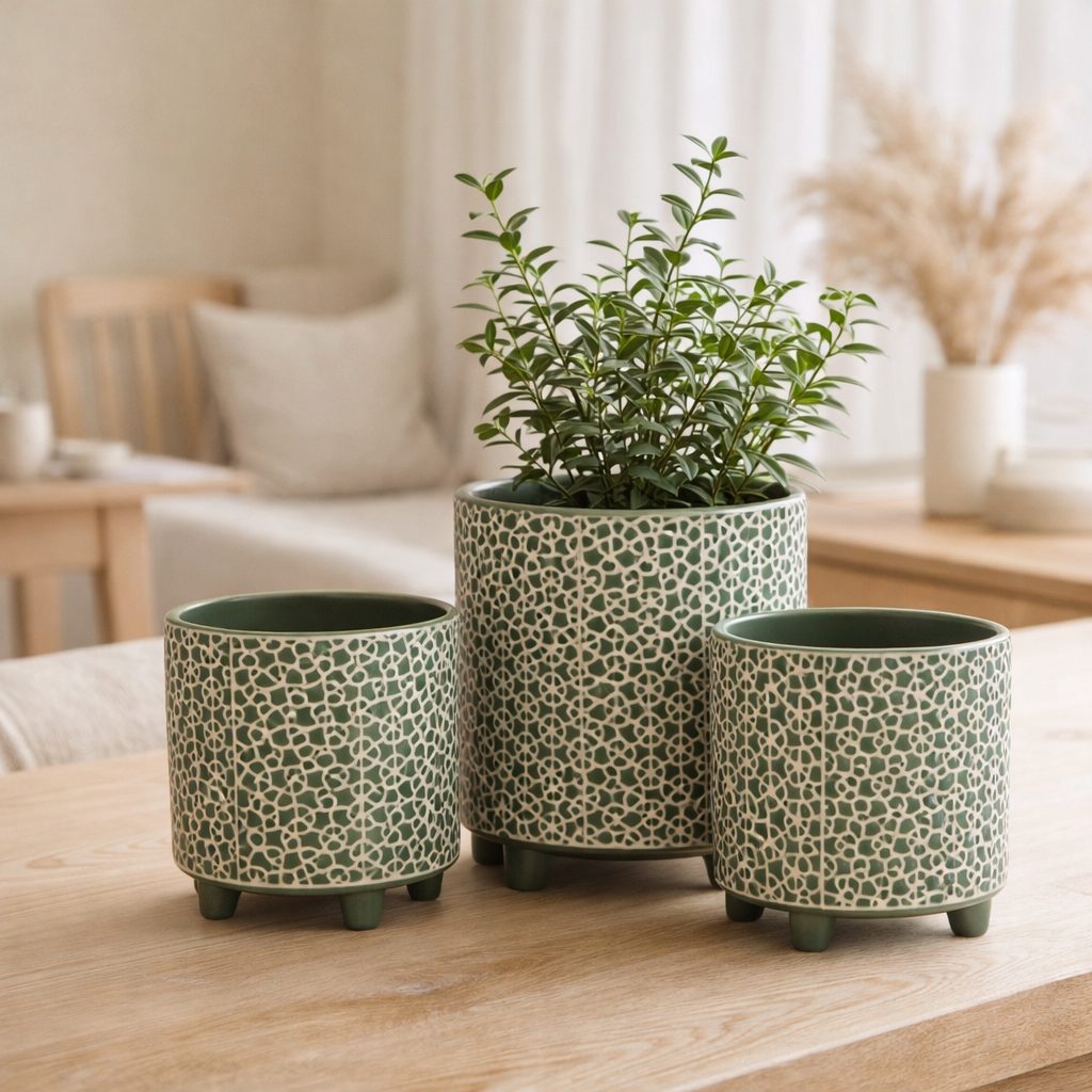J-Line Flower Pot Flower - Céramique - vert - grand - Ø 16,5 cm en situation