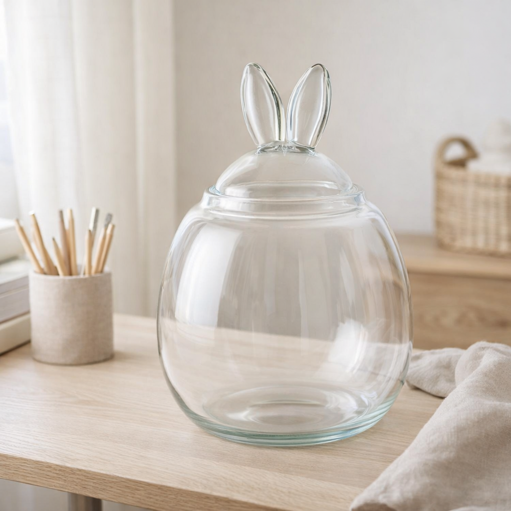 Pot de conservation J-Line Lapin - verre - transparent - grand en situation