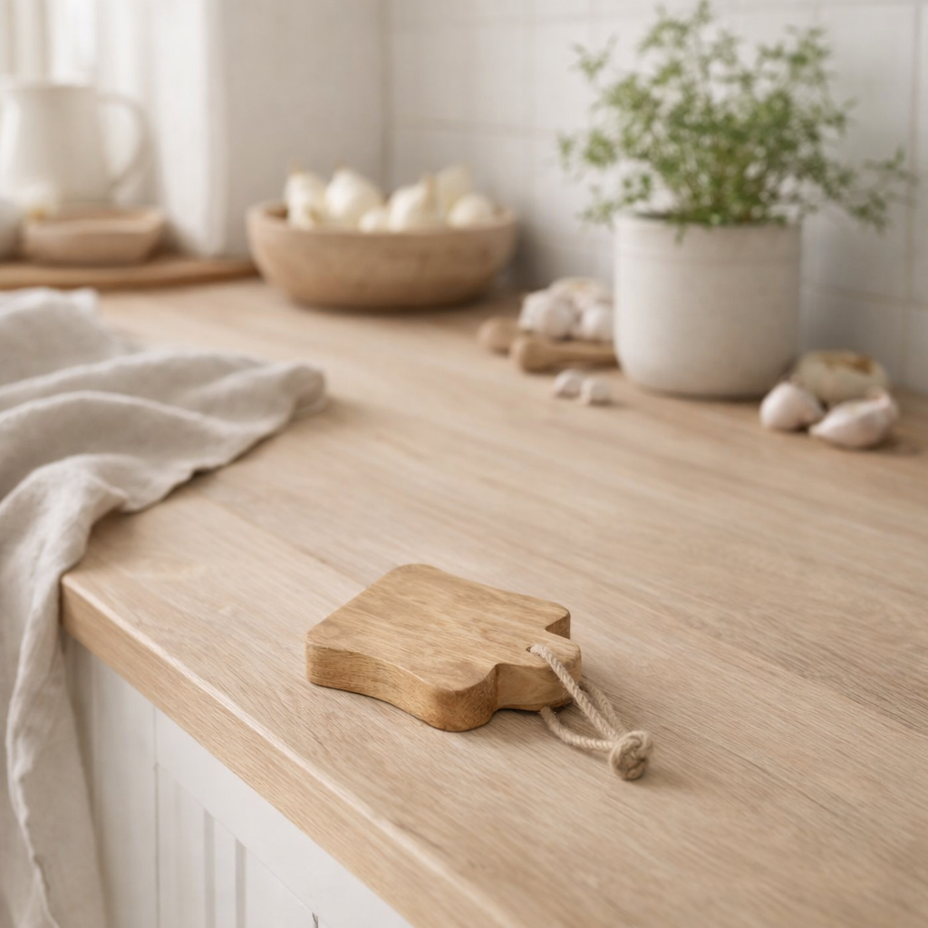 Planche à découper J-Line Organic - bois - naturel - mini en situation