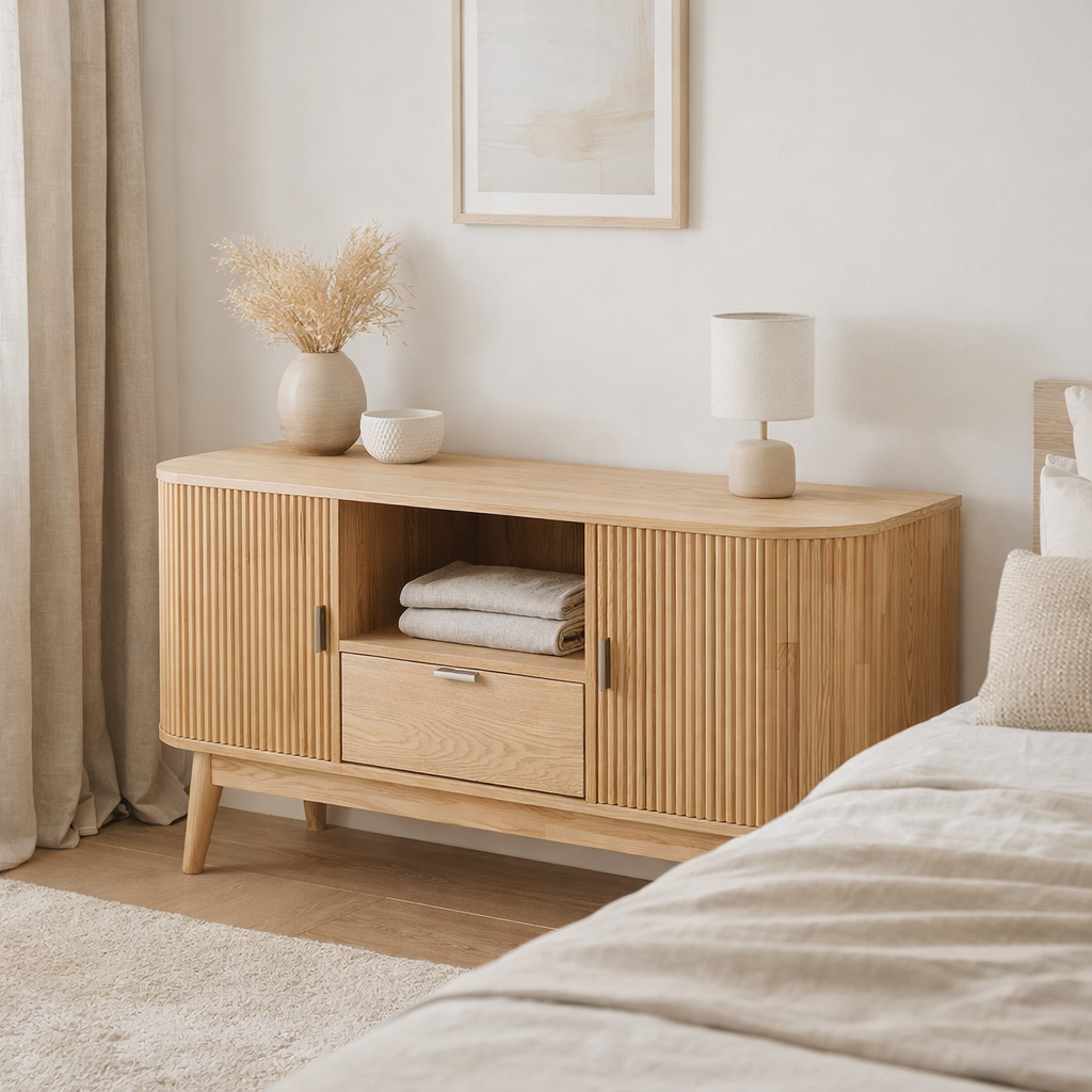 Armoire J-Line Round - bois de pin - naturel - petit en situation