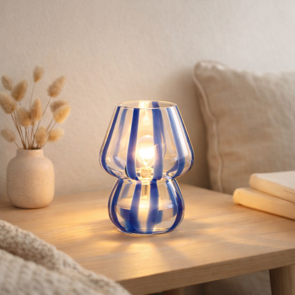 J-LIGNE LAMPLE TABLE - Verre - Transparent / Bleu - Small en situation