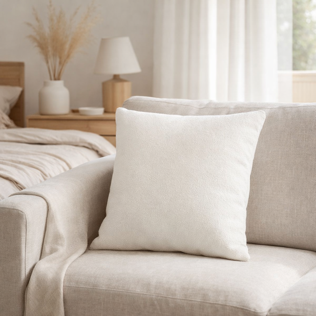 J-Line coussin Leaf Square - polyester - blanc en situation