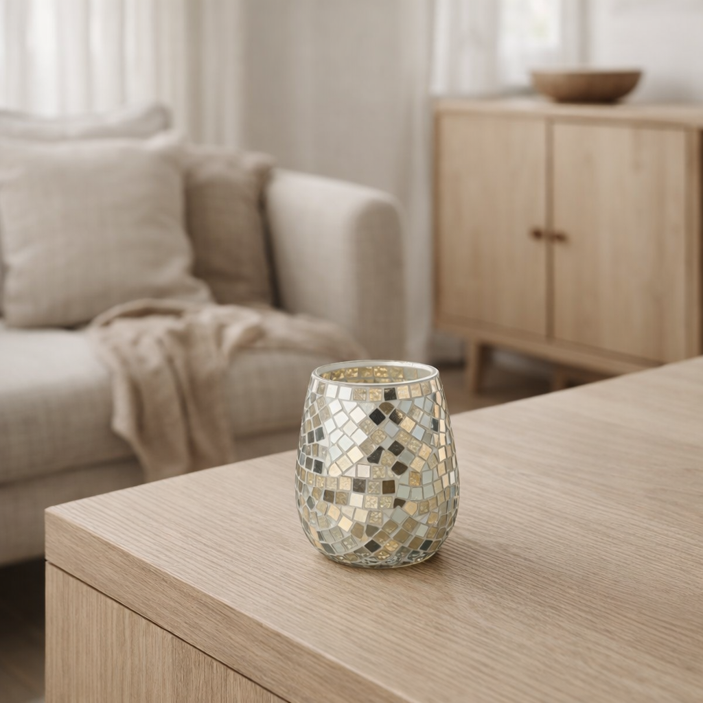 Lanterne J-Line Mosaic - verre - argent/or - moyen en situation
