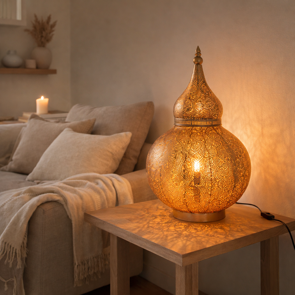 Lampe J-Line Aladin - métal - or - petite en situation