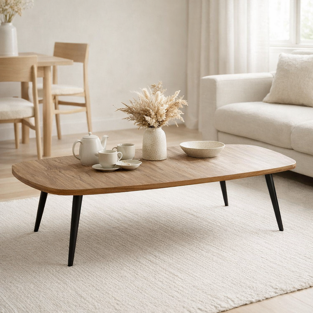Table basse J-Line rectangulaire en teck recyclé naturel en situation