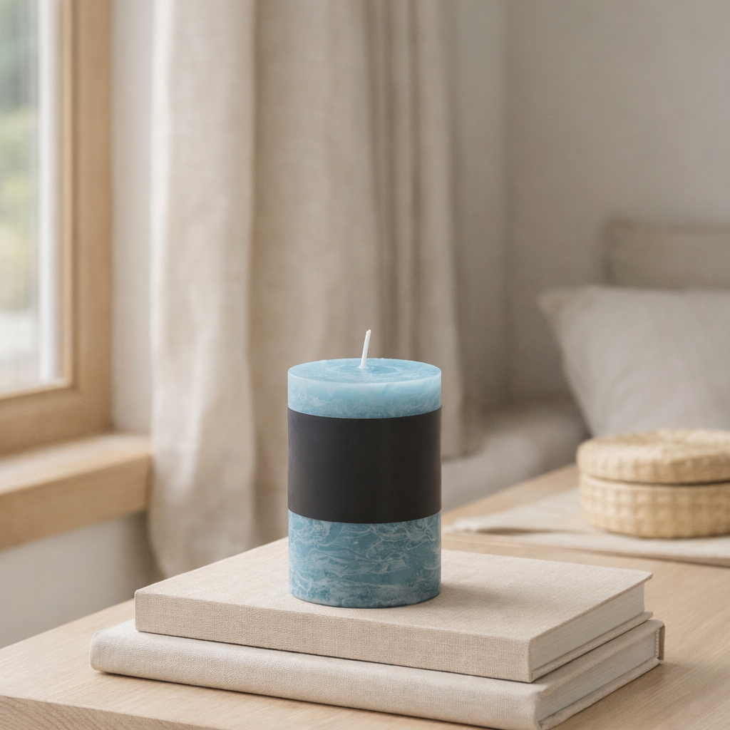 Bougie cylindrique J-Line - azur - petite - 18U en situation
