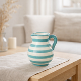 J-Line Jug Grenade Stripes - Ceramics - White / Aqua - Small en situation