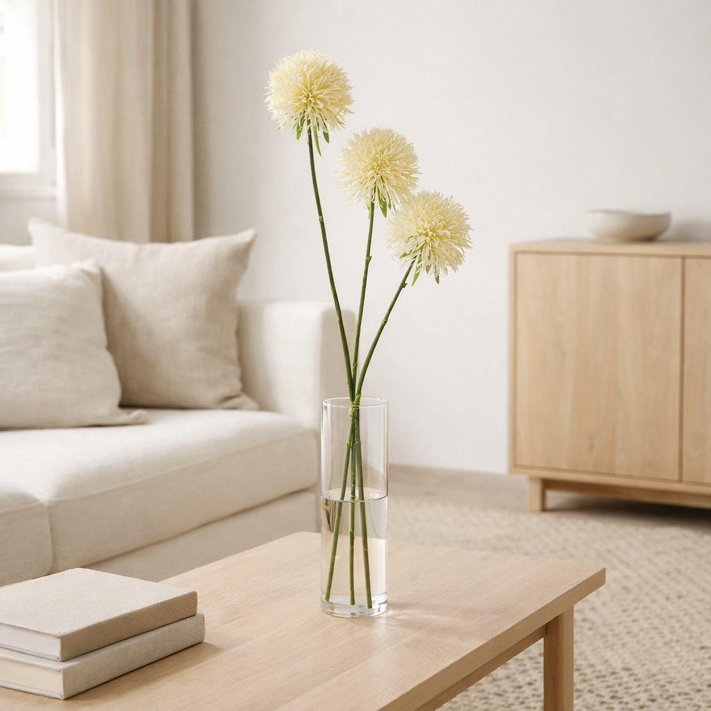J-Line Flower Allium 3 Pièces Plastique Jaune Clair L en situation