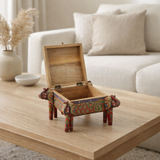 J-Line Box Elephant Voet Delhi Mango Wood Mix en situation