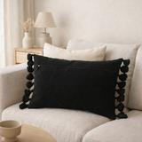 Coussin J-Line Pompon - coton - noir en situation