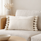 Coussin J-Line Pompon - coton - blanc en situation
