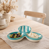 J-Line Scale Grenade Stripes Clover - Ceramics - White / Aqua en situation