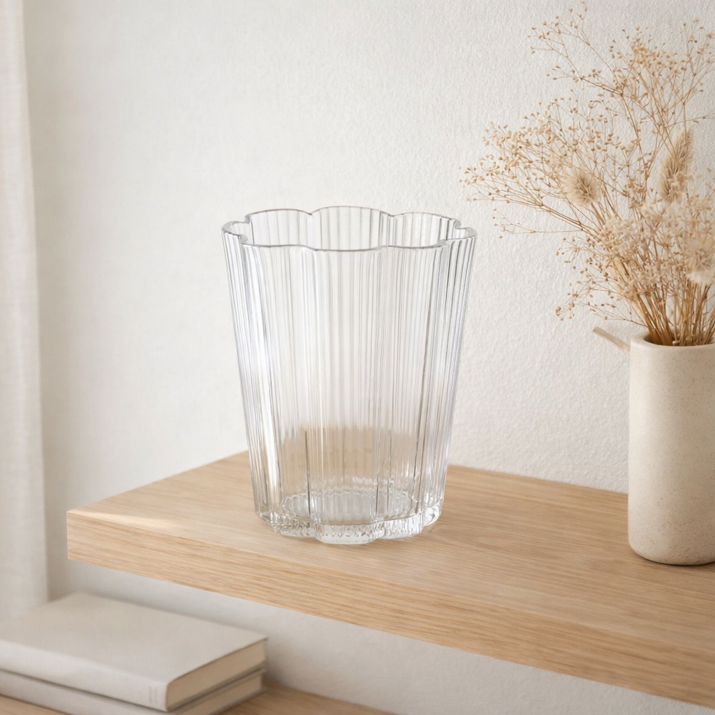 J -line Vaas Clara - Glas - Transparant - Small - Ø 15 cm en situation