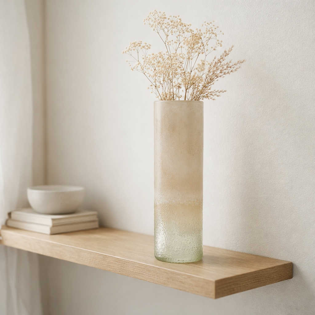 J-Cylindre de vase en ligne - Verre - Beige - Grand - 41 cm de haut en situation