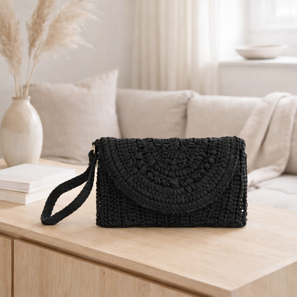 J-Line Pochette Sangle Papier Noir en situation