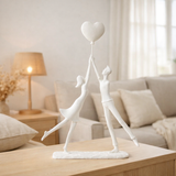 J-Line Couple Debout Coeur Ballon Poly Blanc en situation