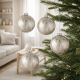 Boule de Noël J-Line - verre brillant/mat - argent antique - L - boîte de 5 en situation