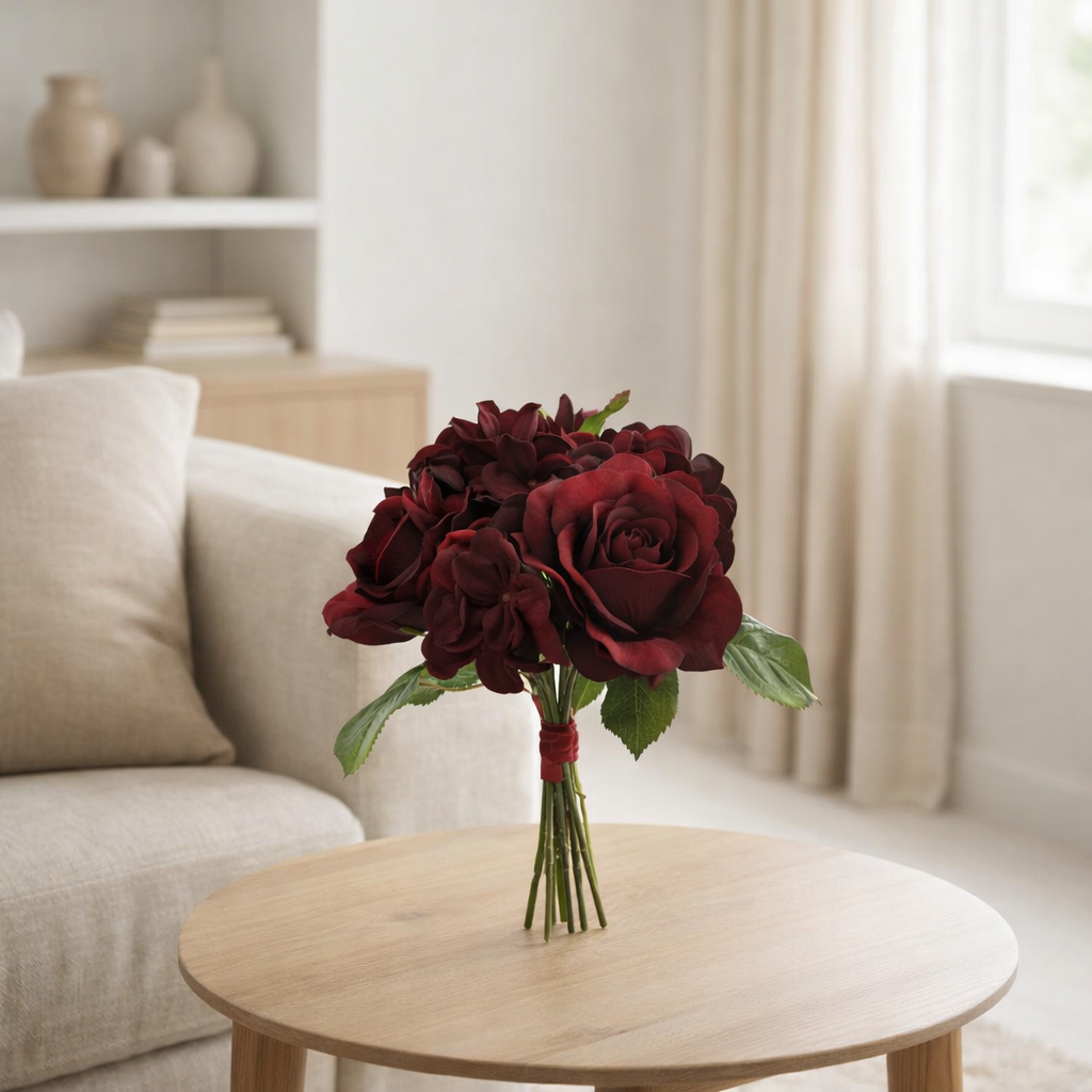 J-Line Bouquet Rose/Hortensia Rouge Foncé en situation