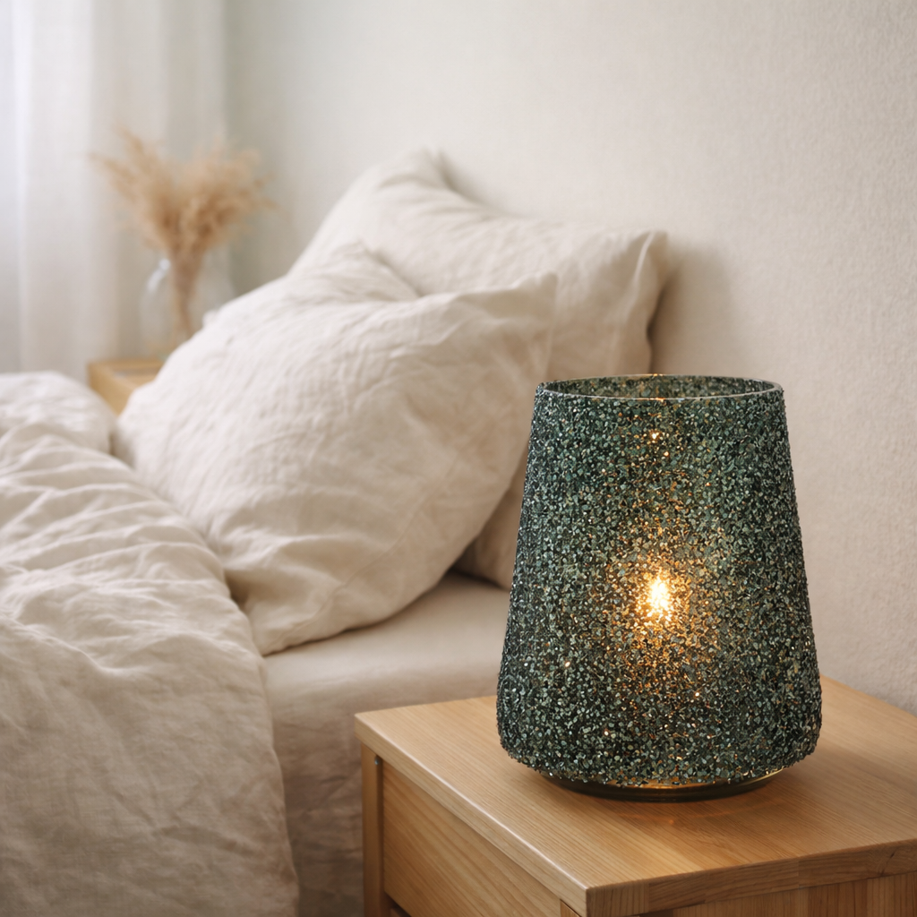 Lanterne J-Line Glitter - verre - vert foncé - grande en situation