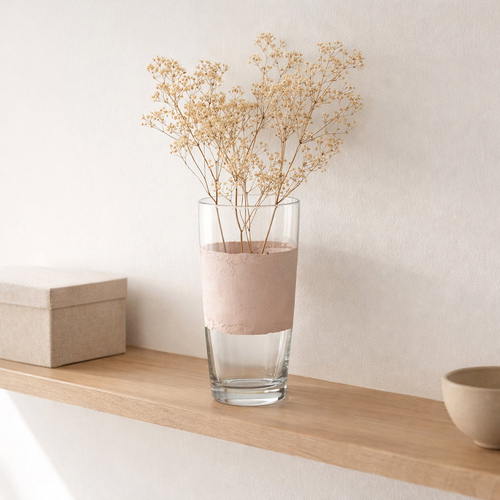 J-Line vase Delph - verre - transparent/rose clair - extra petit en situation