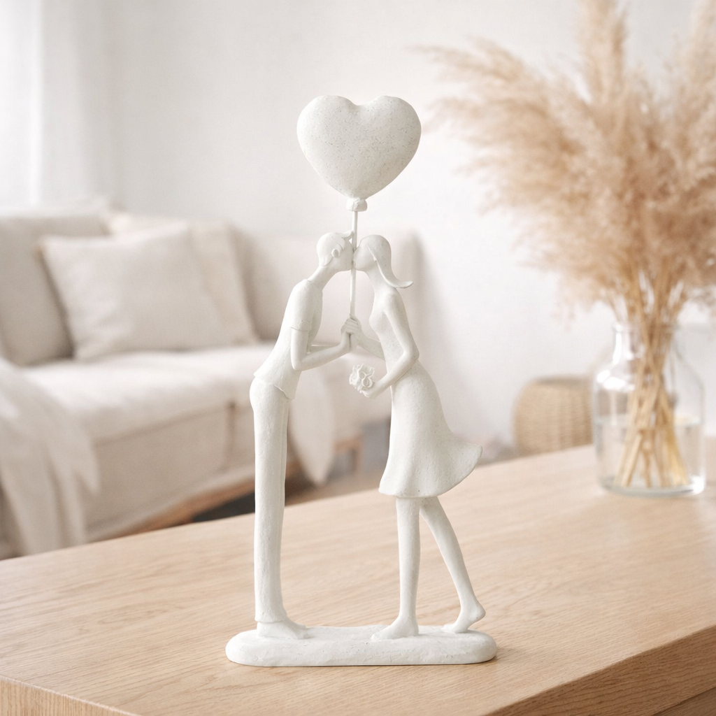 J-Line Couple Kiss Ballon Coeur Poly Blanc en situation