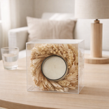 J-Line Bougie + fleurs Ronde - verre - blanc/naturel - 24H en situation