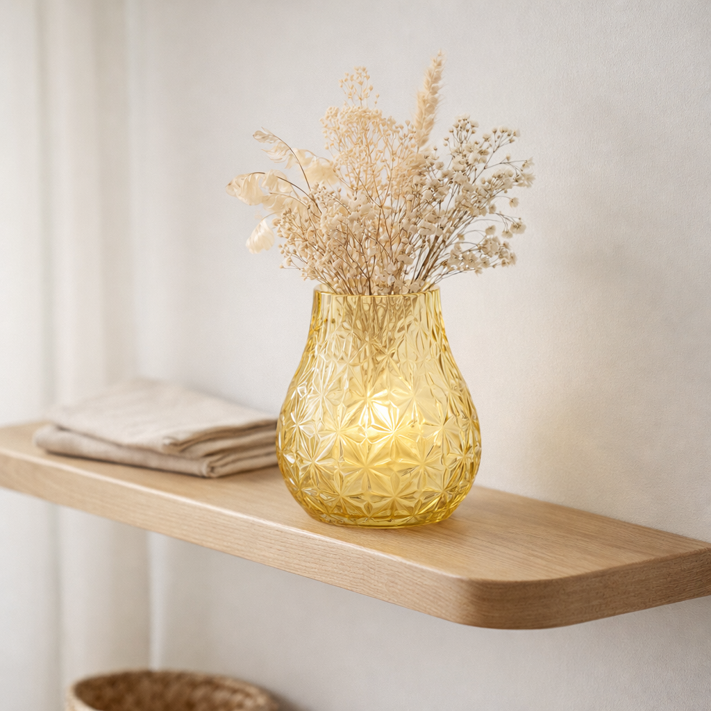 J -line Vase NOx Affût - Verre - Jaune - Small - 22,5 cm de haut en situation