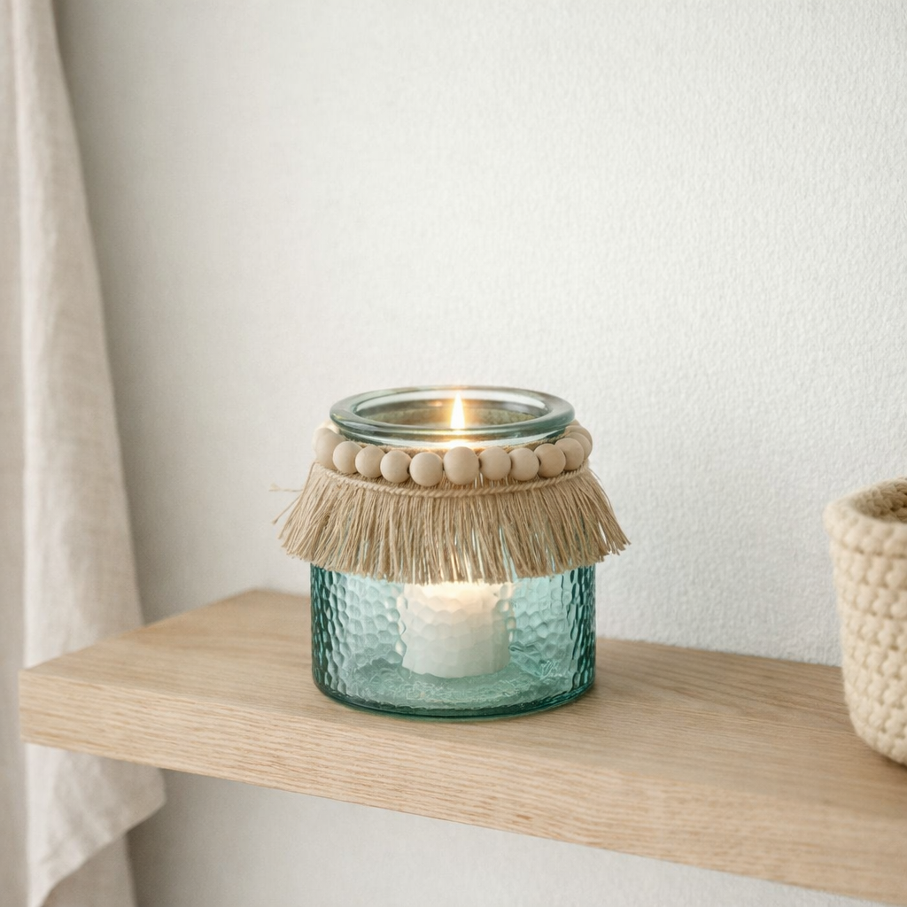 J -Liline Bandle Holder Perk Decoration - Verre - Bleu - Small en situation