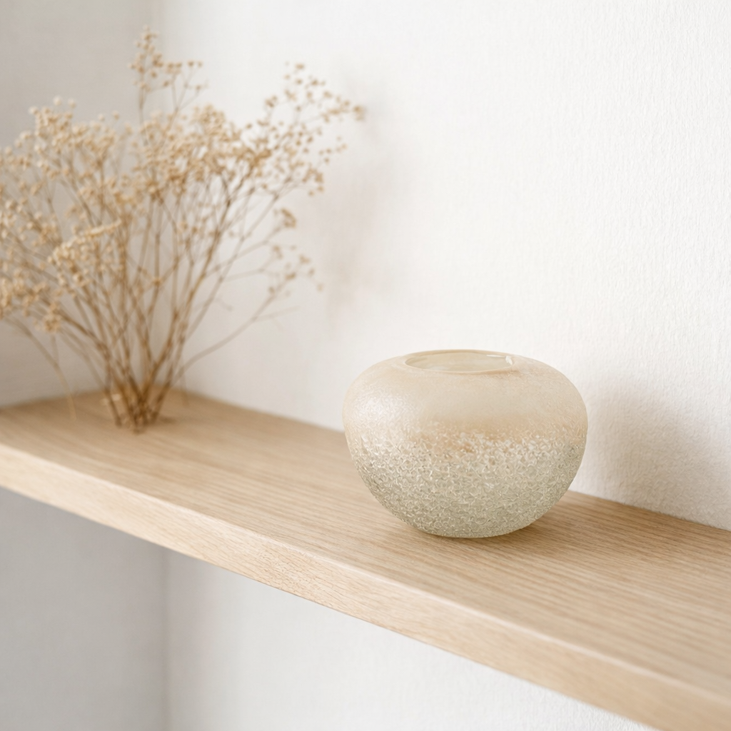 Photophore J-Line - vase Ball - verre - beige en situation