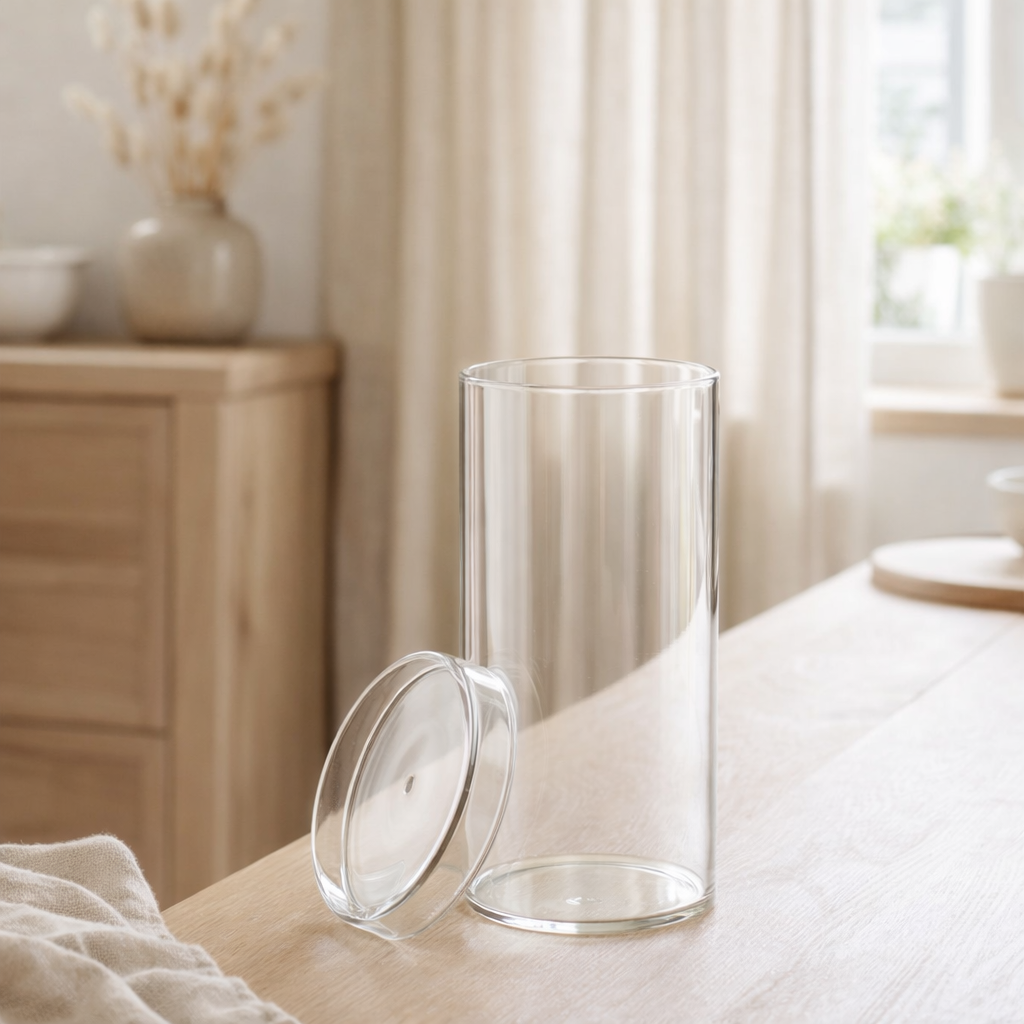Pot de rangement J-Line Lisa - verre - transparent - moyen en situation