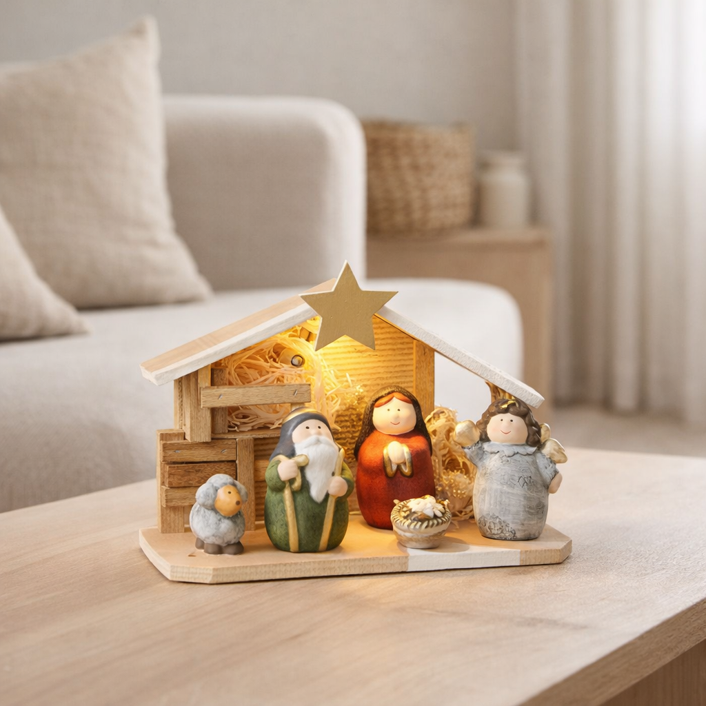 J-Line Crèche LED Porcelaine Mix Medium en situation