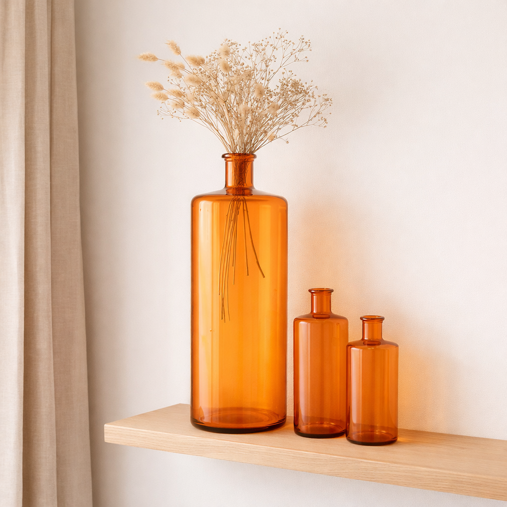 J -line Vase large - Verre - Orange - Grand - 74 cm de haut en situation