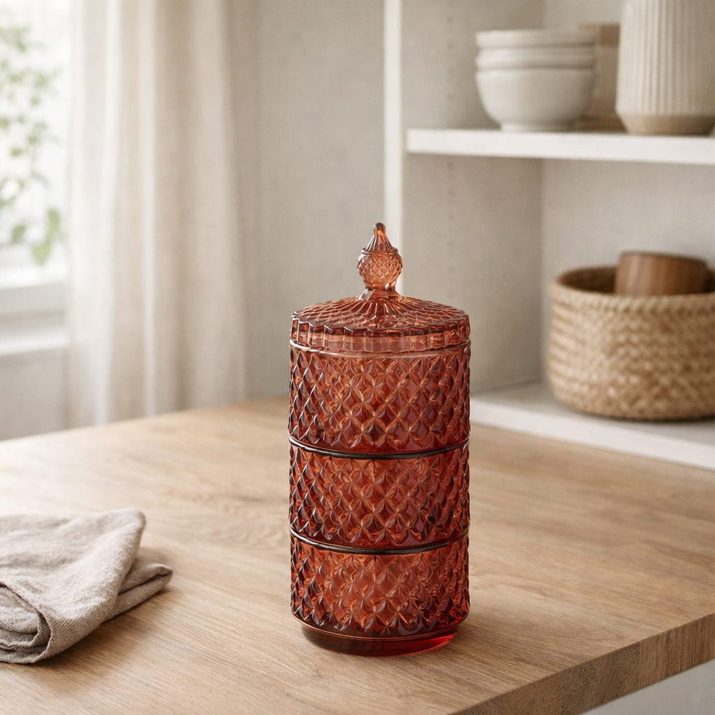 Pot de conservation J-Line 3 couches - verre - orange en situation