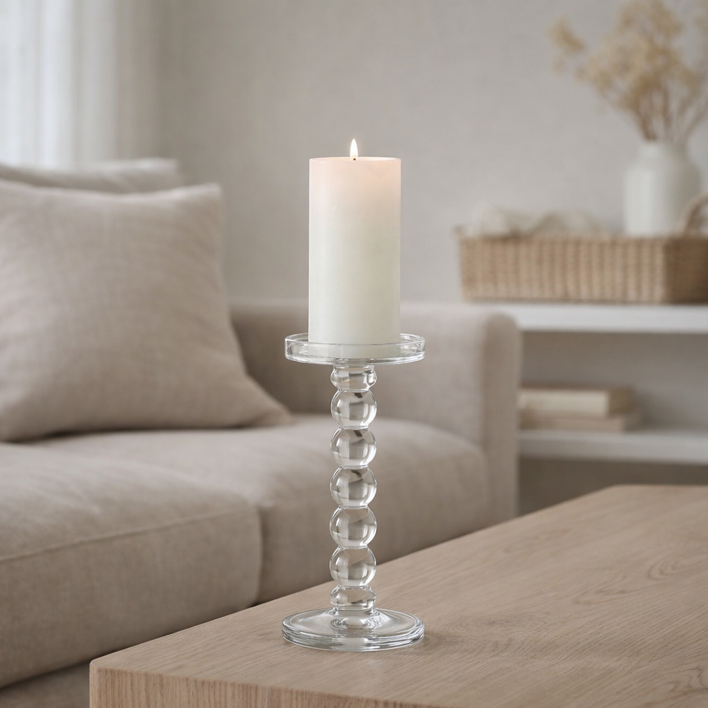 Bougeoir J-Line Drops - verre - transparent - grand en situation