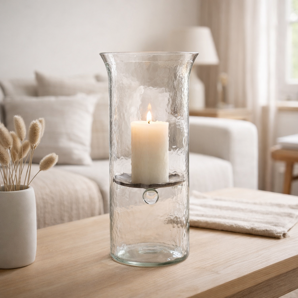 Bougeoir J-Line Plate Blurred - verre - transparent - grand en situation