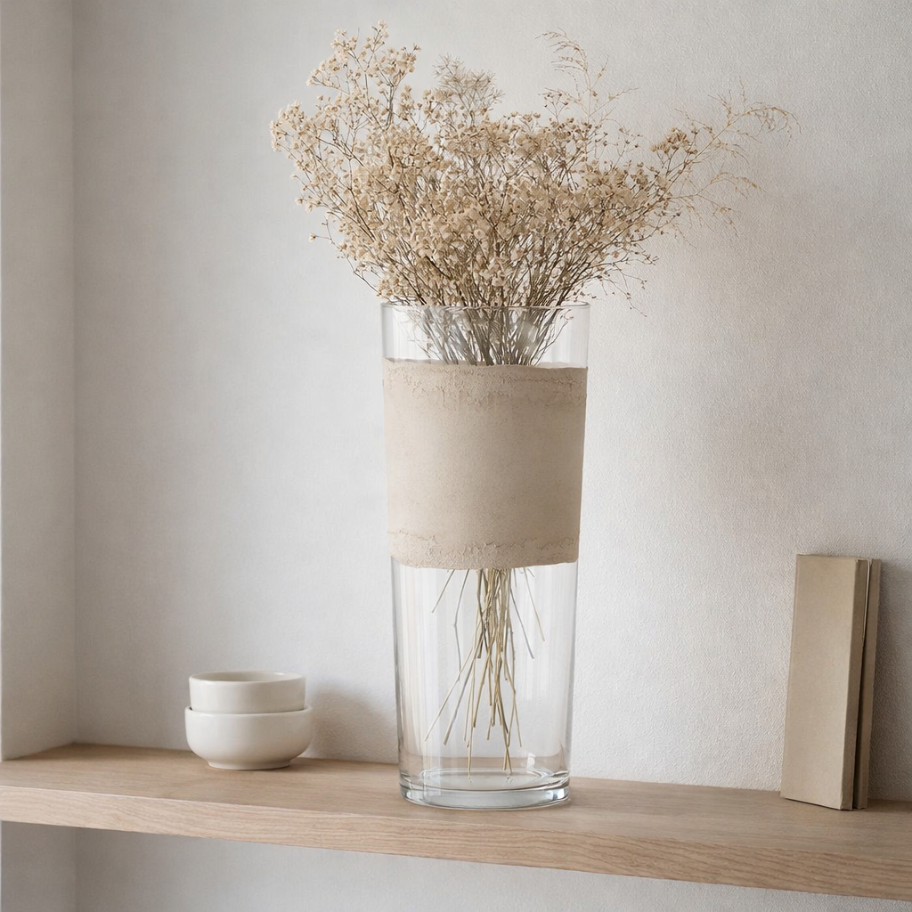 Vase J-Line Delph - verre - transparent/beige - extra grand en situation