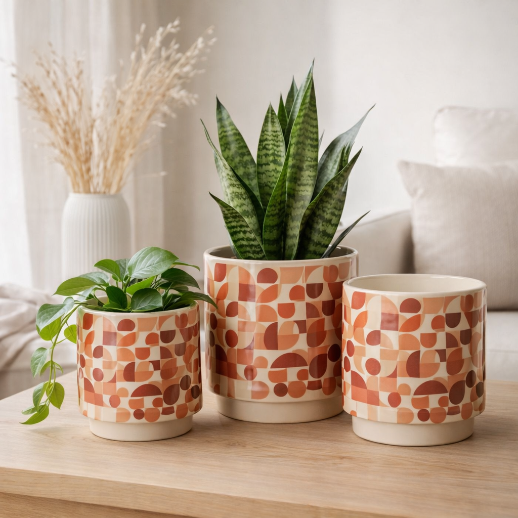 J -line Flowerpot Trivial - Céramique - Mélange - Grand - Ø 14 cm en situation
