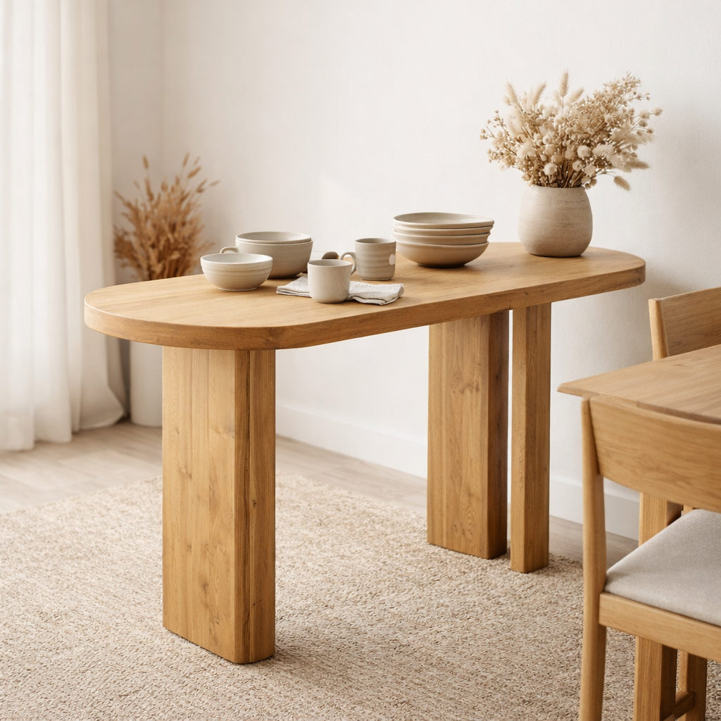 Table J-Line - Bois de teck - naturel en situation