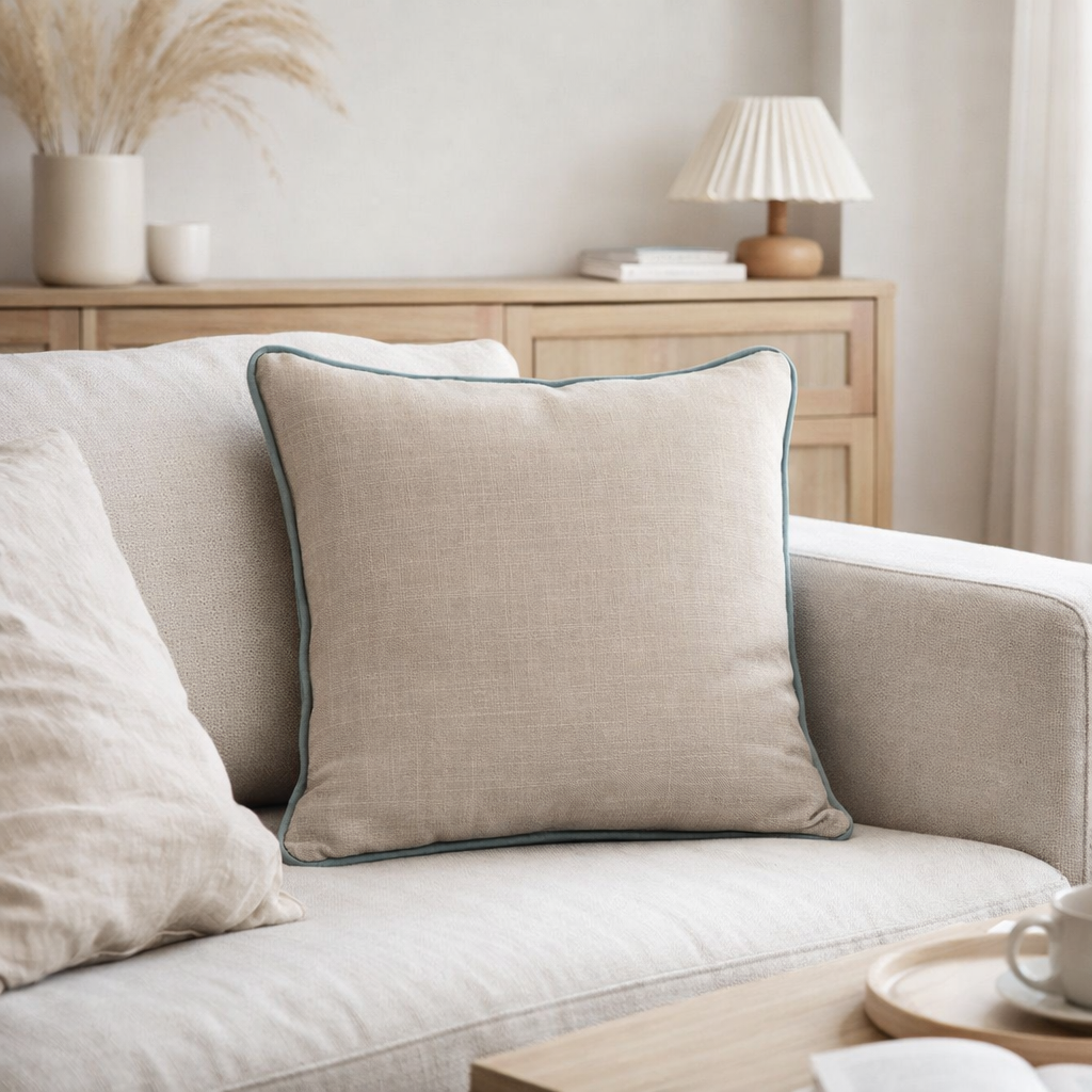 J-Line coussin Elephant - coton - gris/bleu en situation
