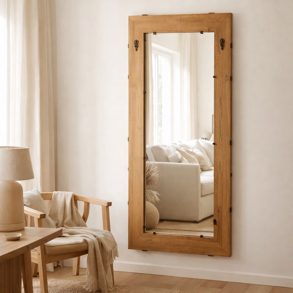 J-Line spiegel Syma - hout/glas - naturel - large - 100 x 180 cm en situation