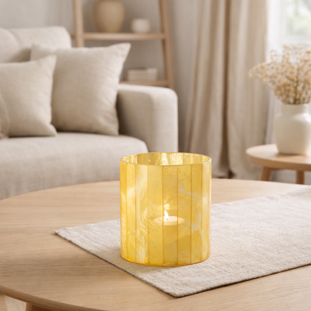 Photophore J-Line Lines - verre - jaune - moyen en situation